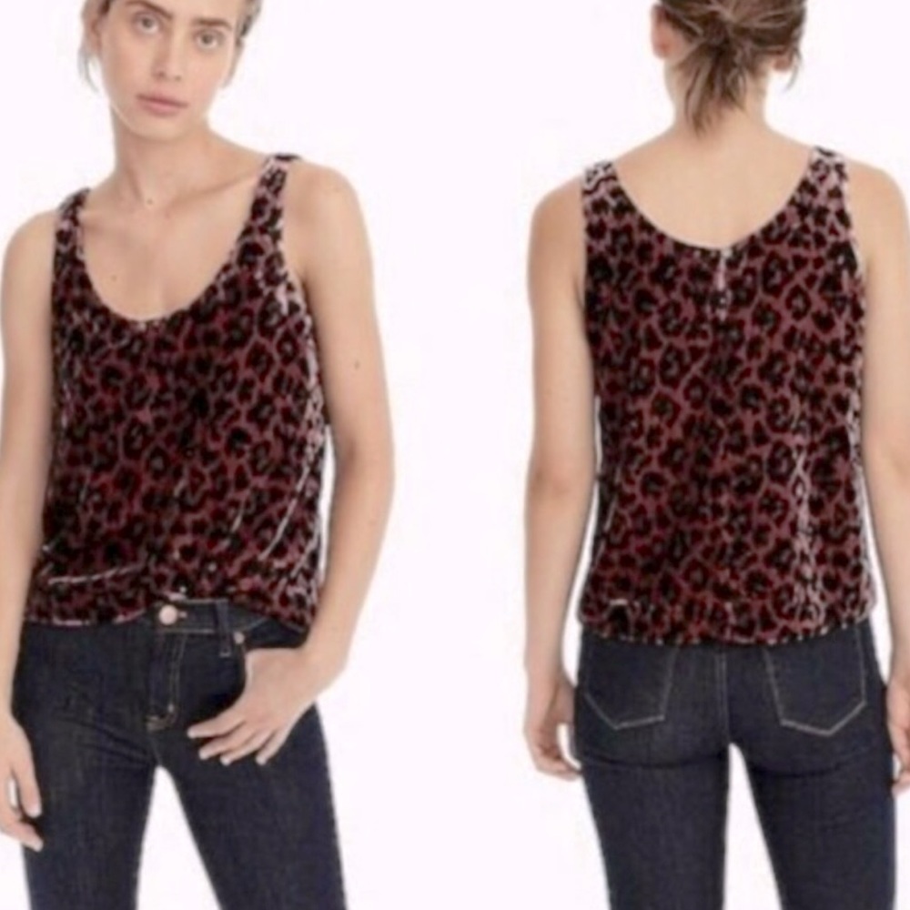 NWT J Crew Leopard Velvet Tank Top sz 4